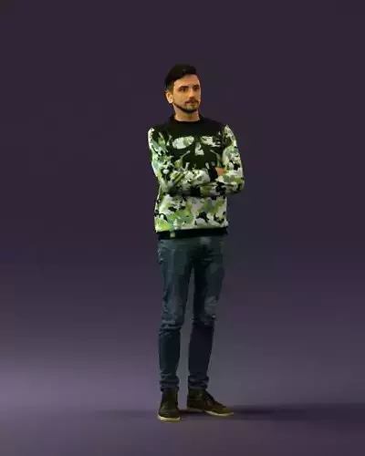 Man in sweater skull camo 0692 3D Print Ready