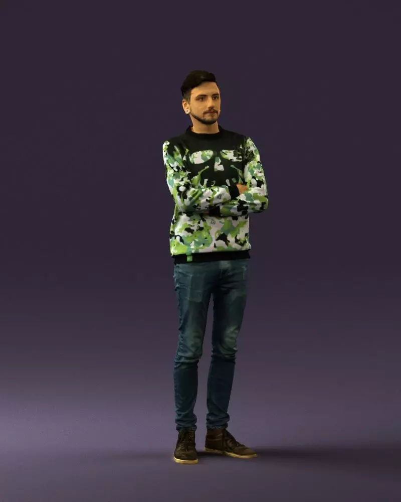 Man in sweater skull camo 0692 3D Print Ready 3D print model