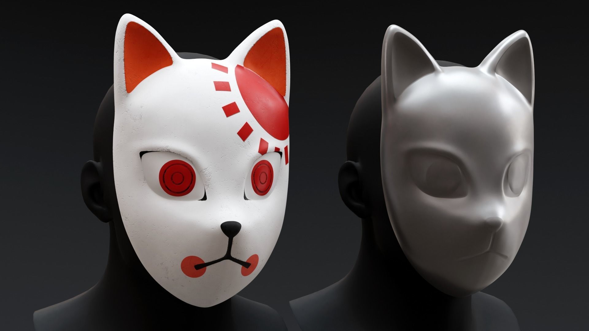 Demon Slayer Tanjiro Mask textured and printable 3D model CGTrader