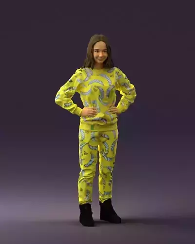 Woman in yellow pijama bananas 0593 3D Print Ready 3D print model