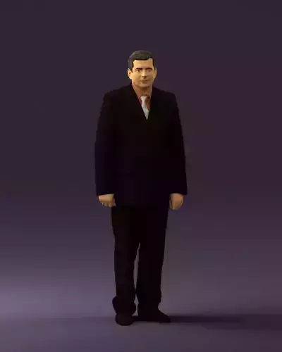 Man in black suit pink tshirt 0573