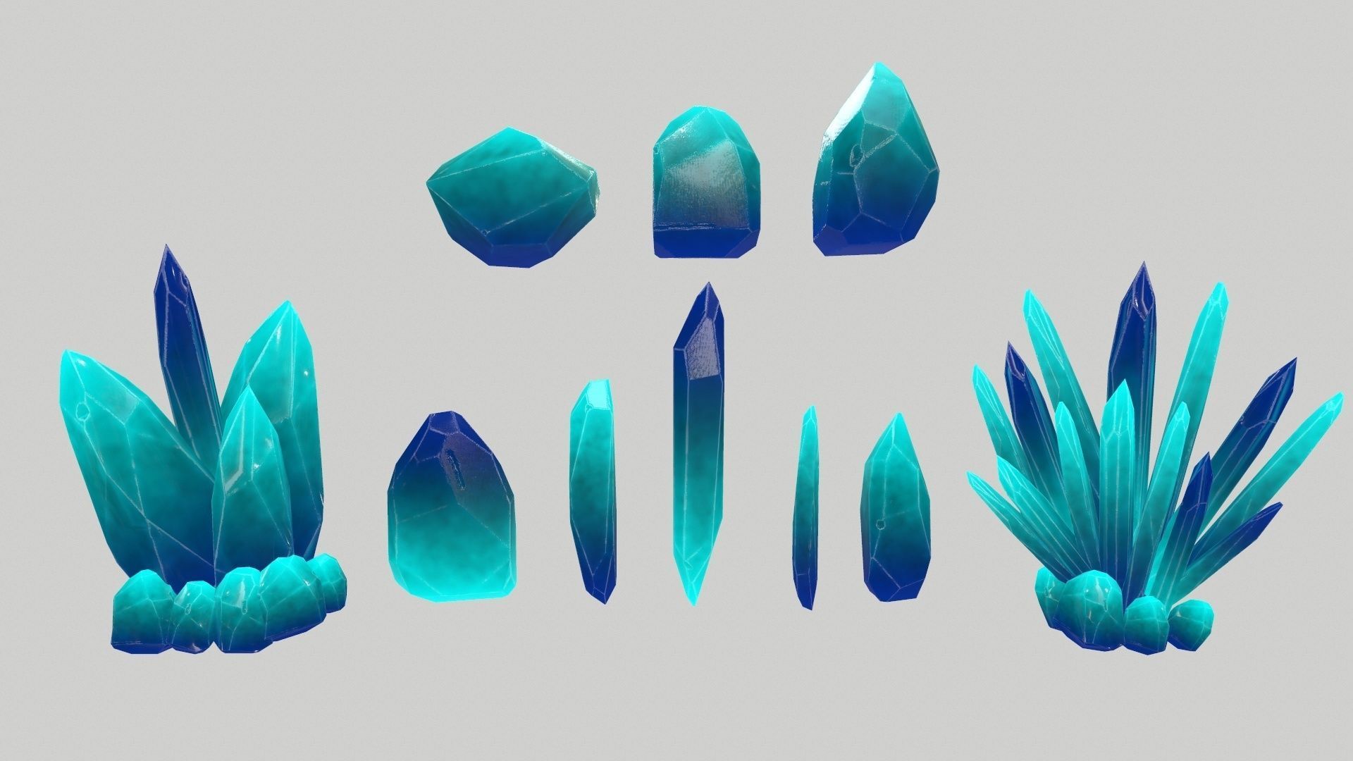 Crystal Set sword Low-poly 3D model_1