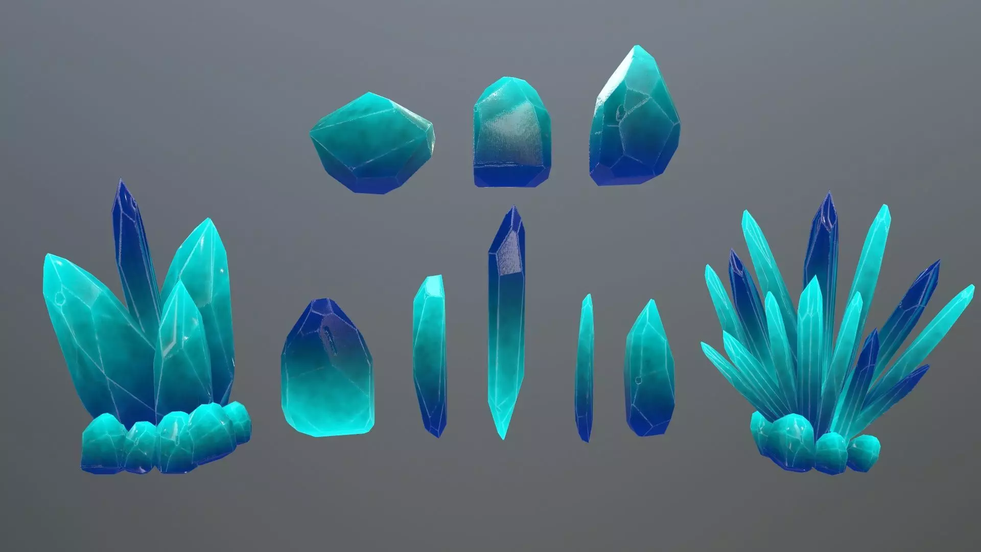 Crystal Set sword Low-poly 3D model_0