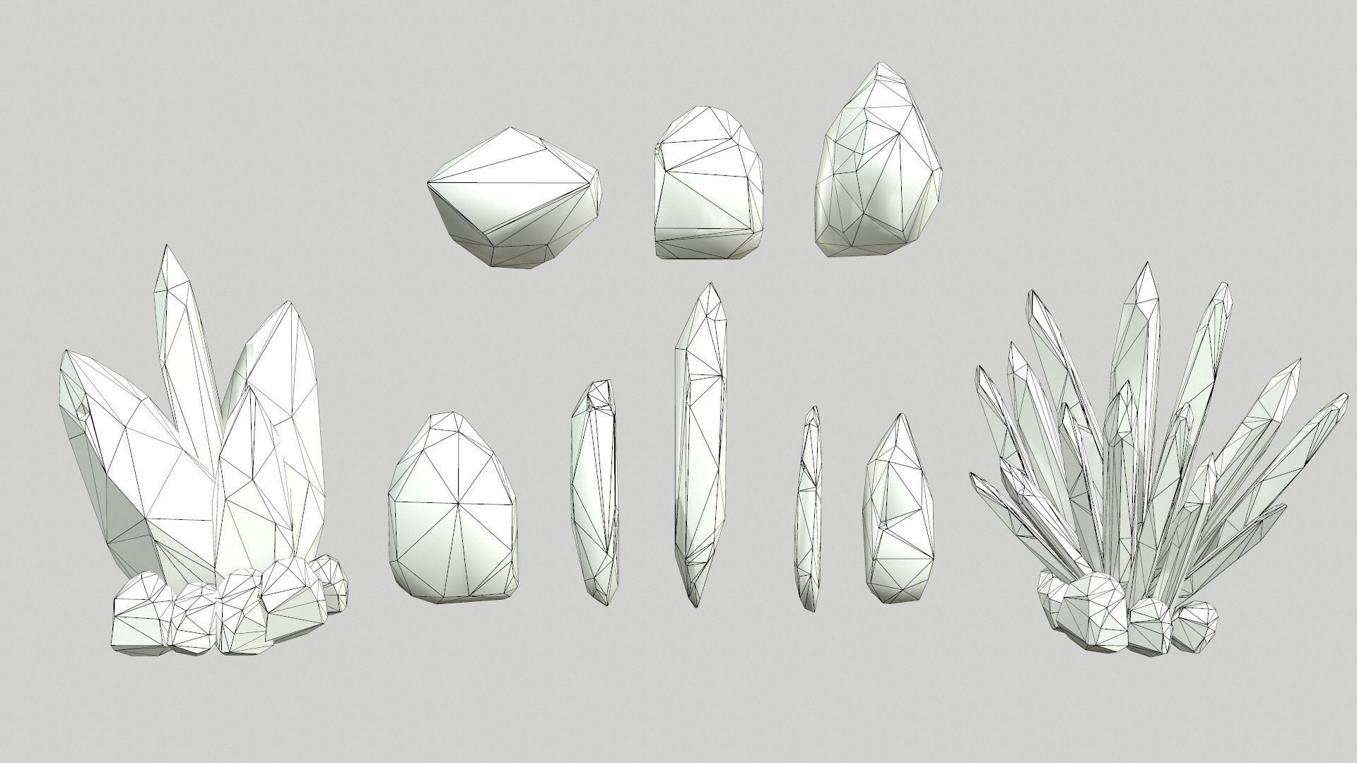 Crystal Set sword Low-poly 3D model_20