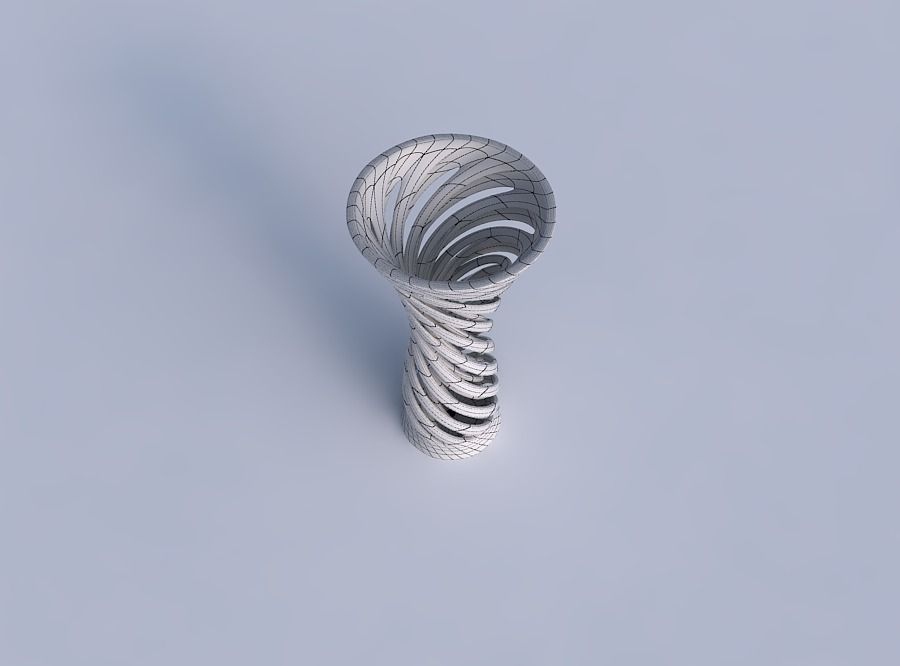 Vase widening with two layered vertical lines very twisted an... 3D print model_6