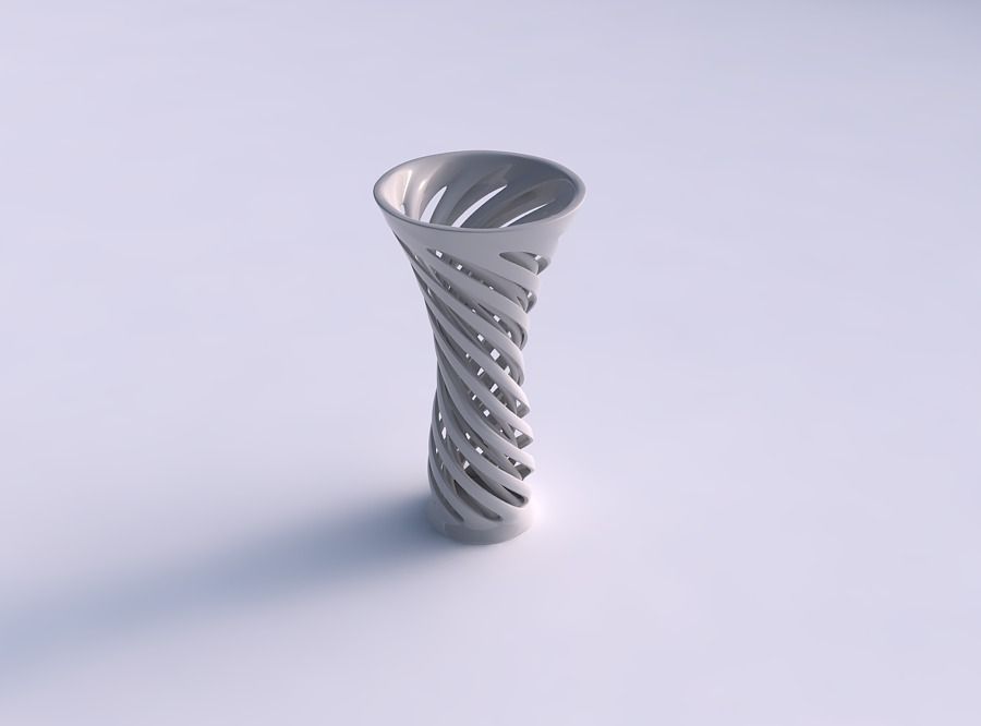 Vase widening with two layered vertical lines very twisted an... 3D print model_0