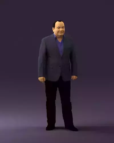 Man in suit blue top black bottom 0580 3D Print Ready