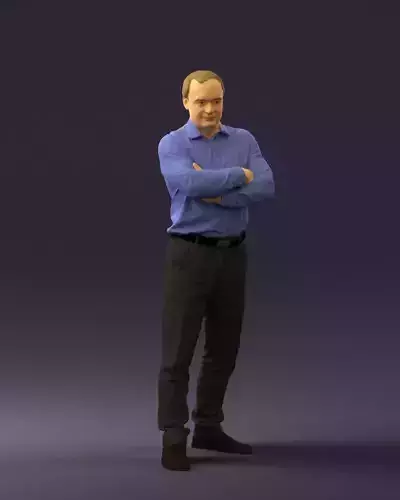 Man in suit gray pants blue top 0578 3D Print Ready