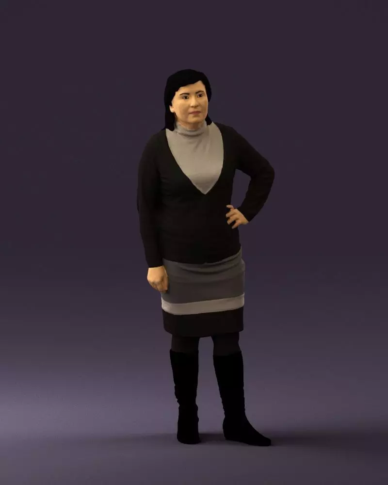 001971 Woman in black and gray 0582 STL Miniature 3D print model