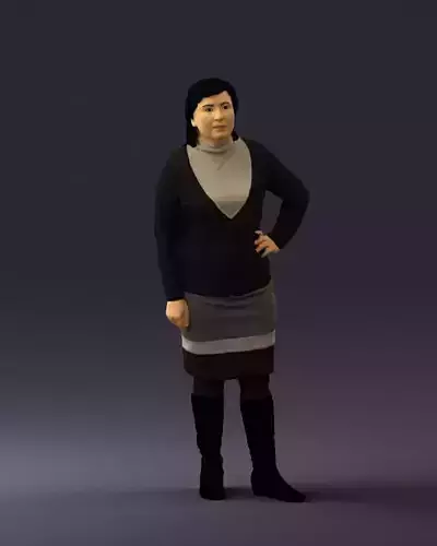Woman in black and gray 0582 3D Print Ready