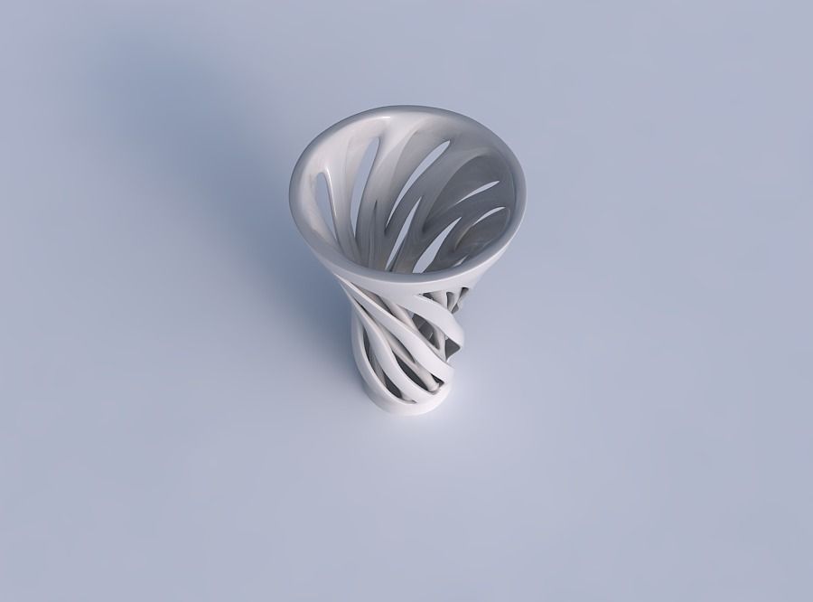 Vase widening with two layered vertical lines twisted 3D print model_1