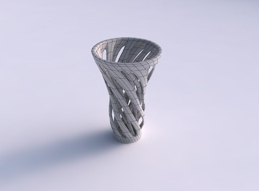 Vase widening with two layered vertical lines twisted 3D print model_5