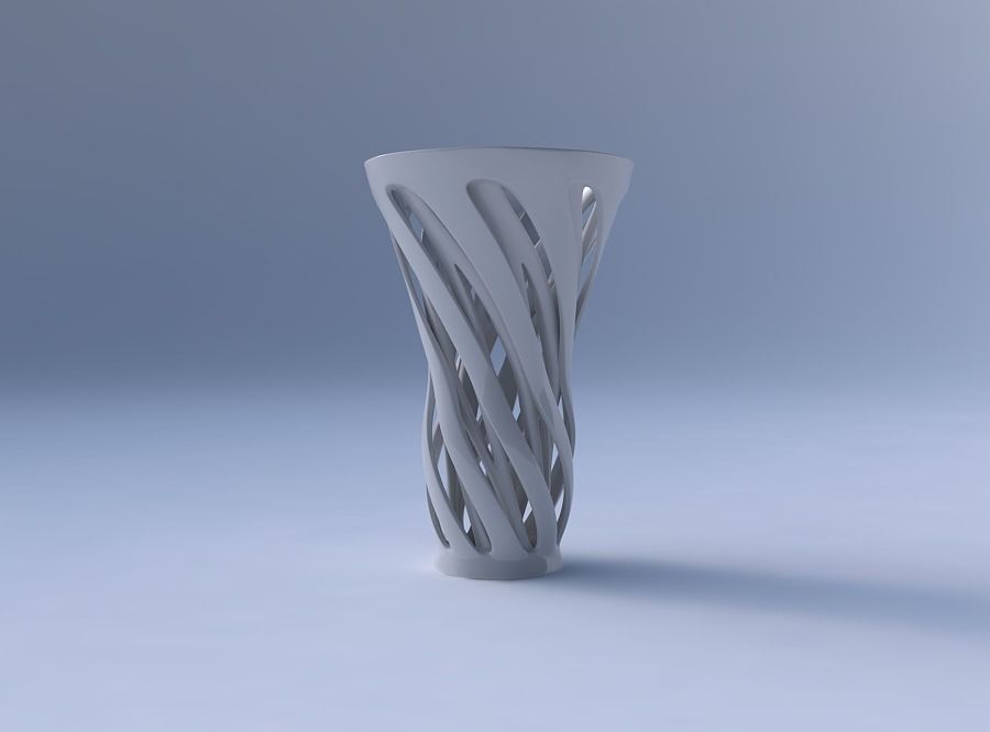 Vase widening with two layered vertical lines twisted 3D print model_4