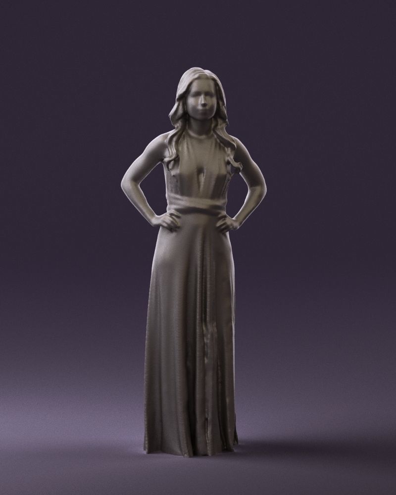 Woman in burgundy dress 0526 3D Print Ready 3D print model_37