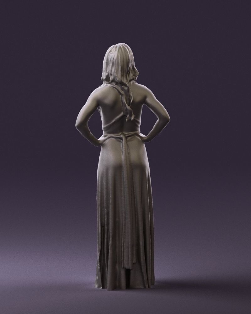 Woman in burgundy dress 0526 3D Print Ready 3D print model_19
