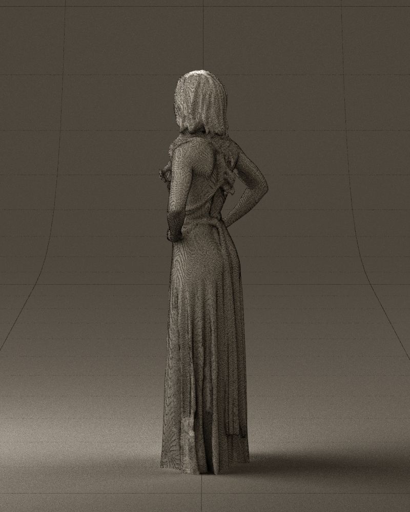 Woman in burgundy dress 0526 3D Print Ready 3D print model_23