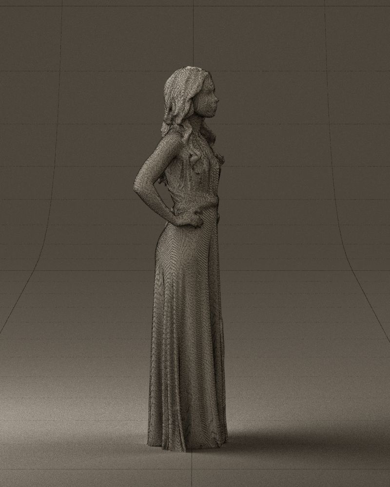 Woman in burgundy dress 0526 3D Print Ready 3D print model_11
