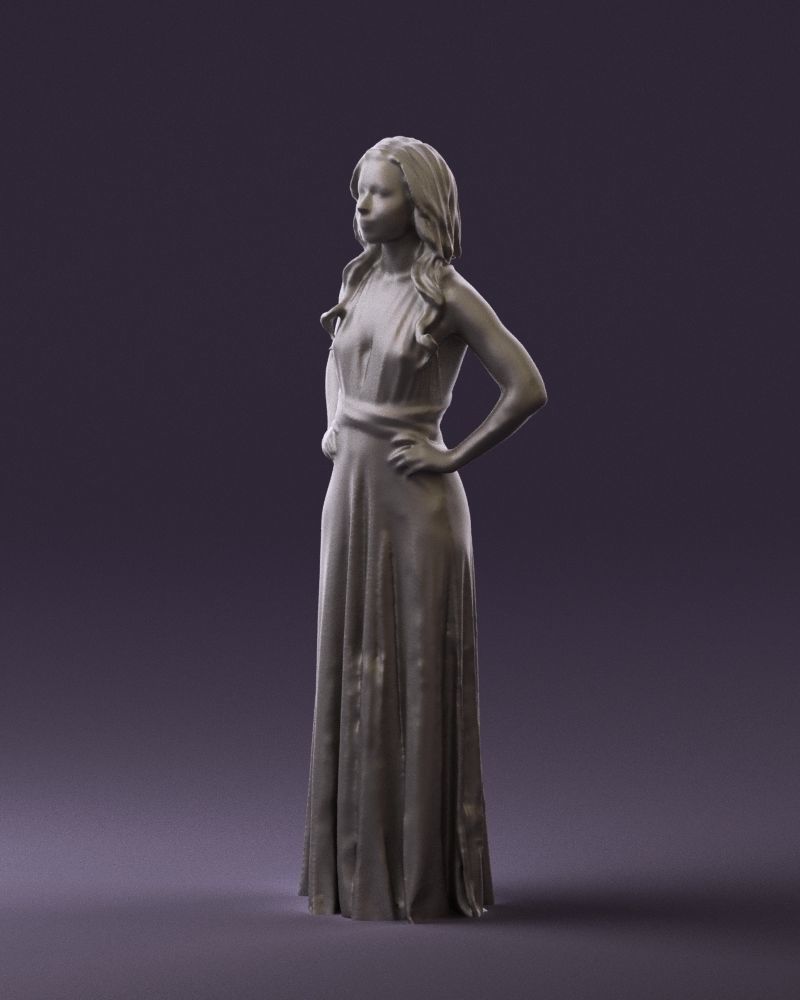 Woman in burgundy dress 0526 3D Print Ready 3D print model_28