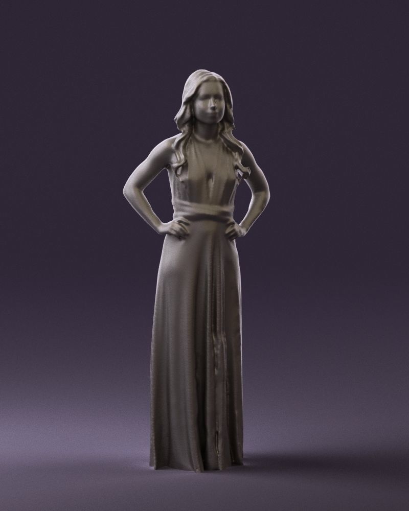 Woman in burgundy dress 0526 3D Print Ready 3D print model_4