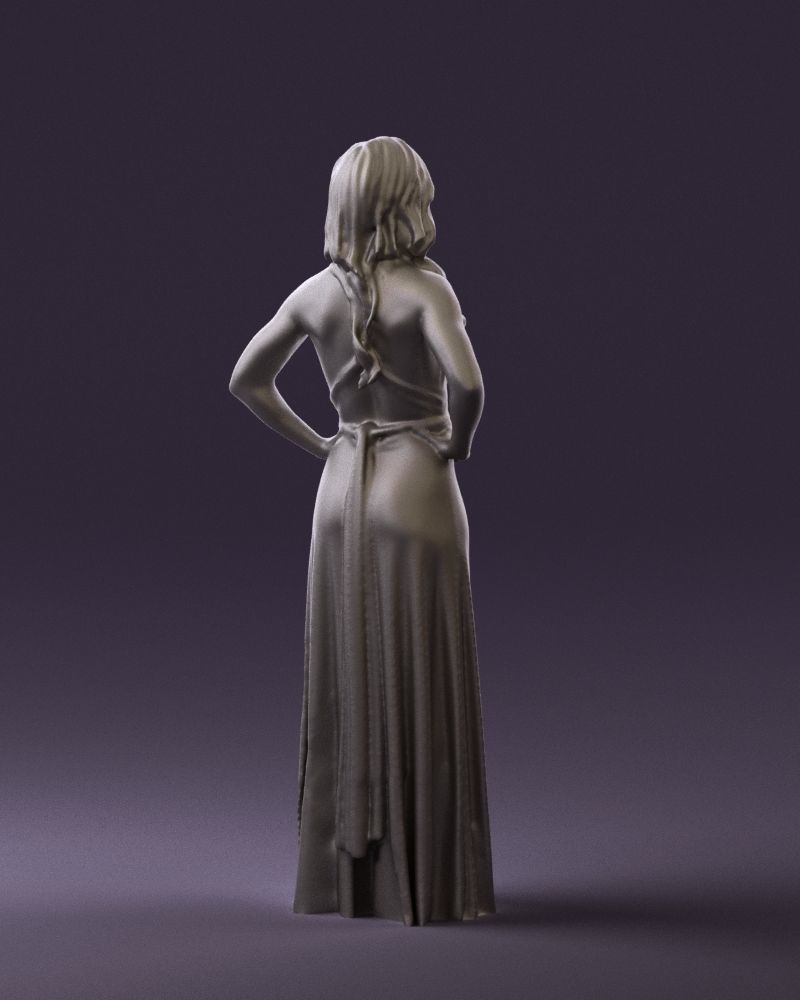 Woman in burgundy dress 0526 3D Print Ready 3D print model_16
