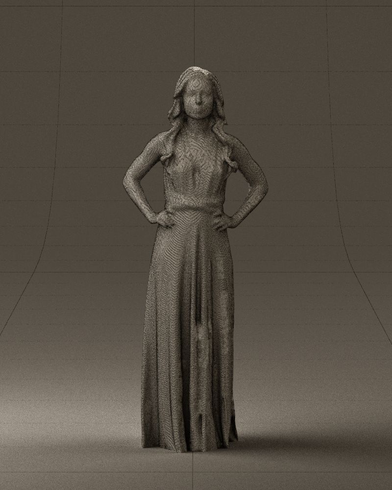 Woman in burgundy dress 0526 3D Print Ready 3D print model_35