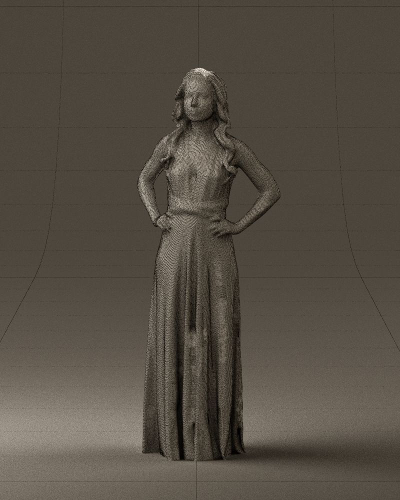 Woman in burgundy dress 0526 3D Print Ready 3D print model_32
