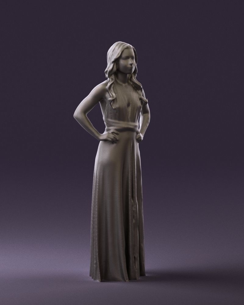Woman in burgundy dress 0526 3D Print Ready 3D print model_7
