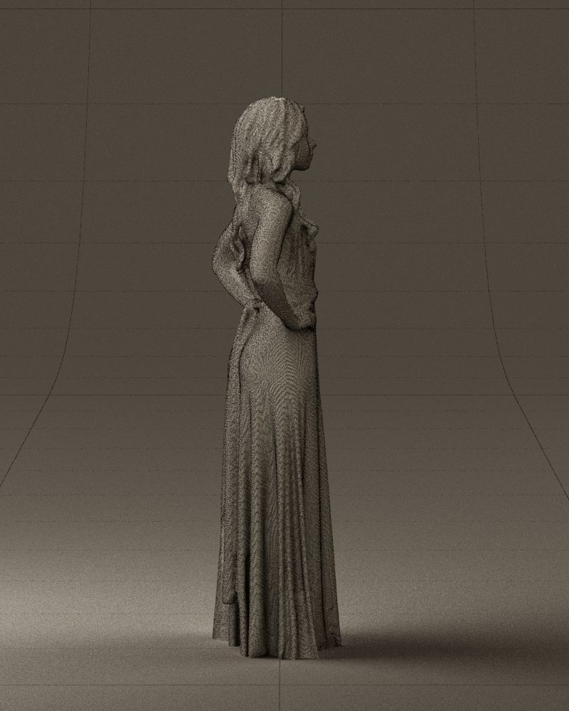 Woman in burgundy dress 0526 3D Print Ready 3D print model_14