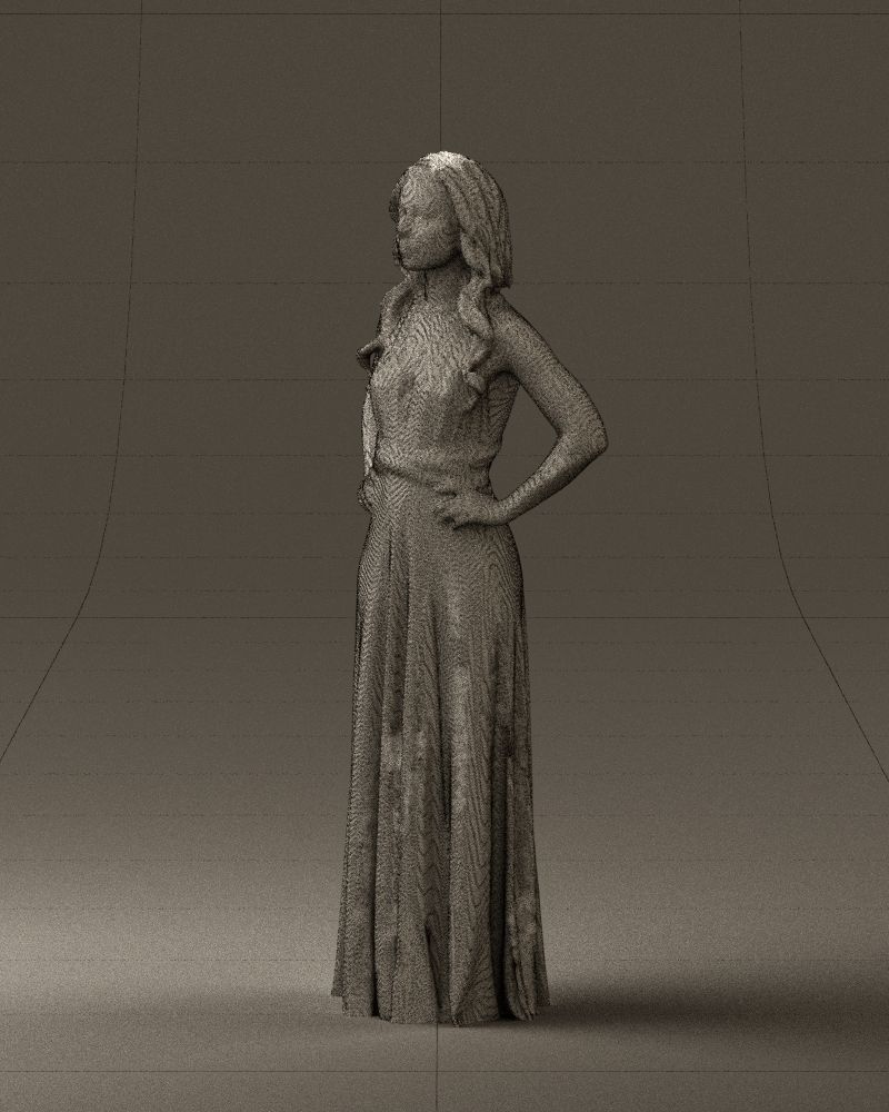 Woman in burgundy dress 0526 3D Print Ready 3D print model_29