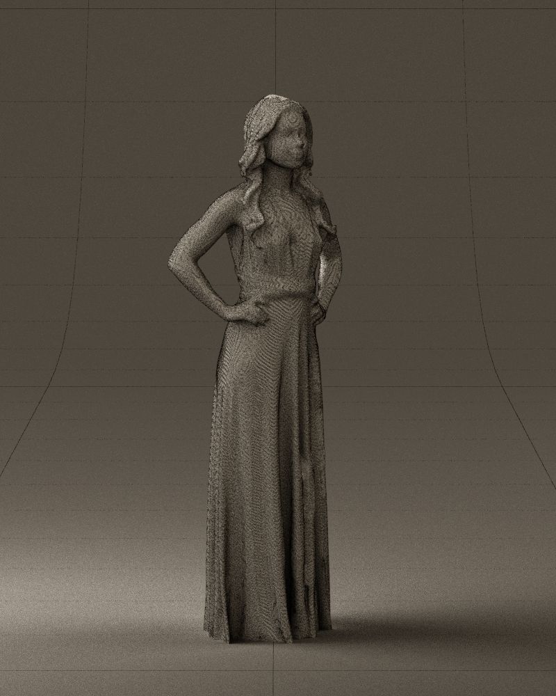Woman in burgundy dress 0526 3D Print Ready 3D print model_8