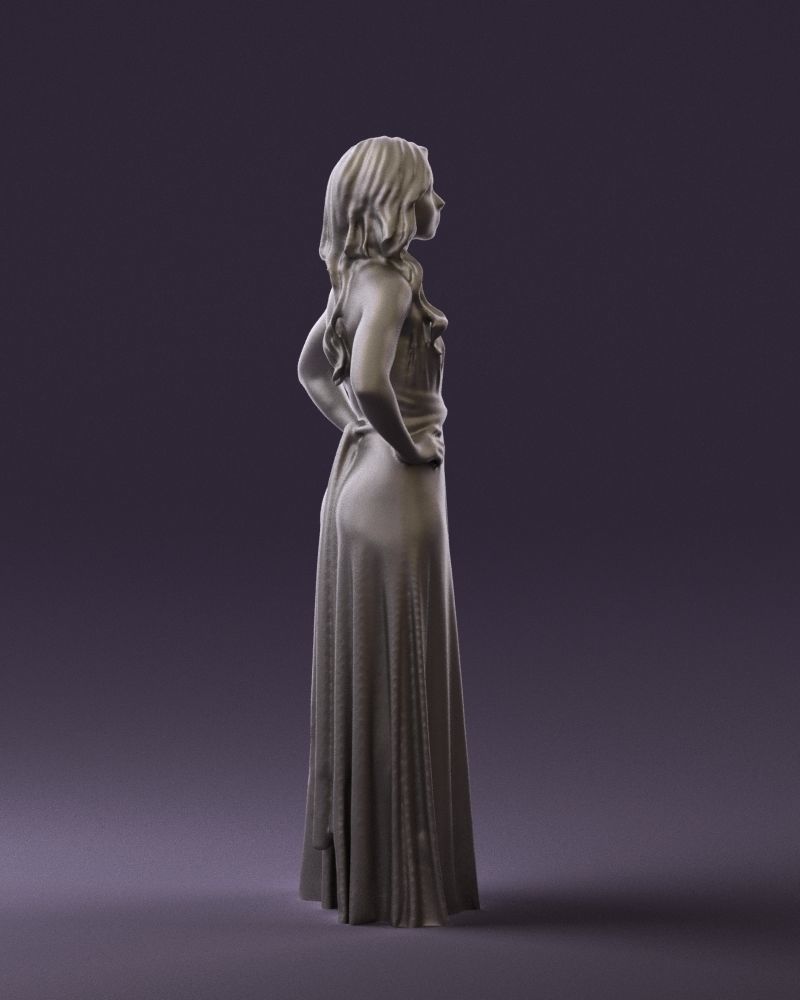Woman in burgundy dress 0526 3D Print Ready 3D print model_13