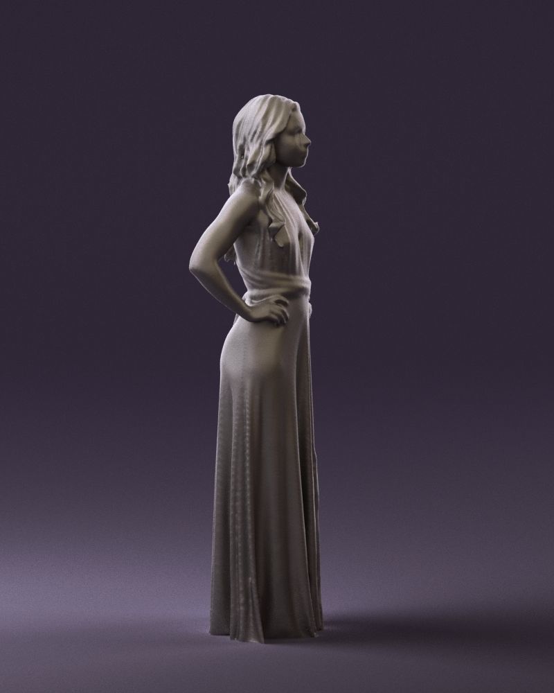 Woman in burgundy dress 0526 3D Print Ready 3D print model_10