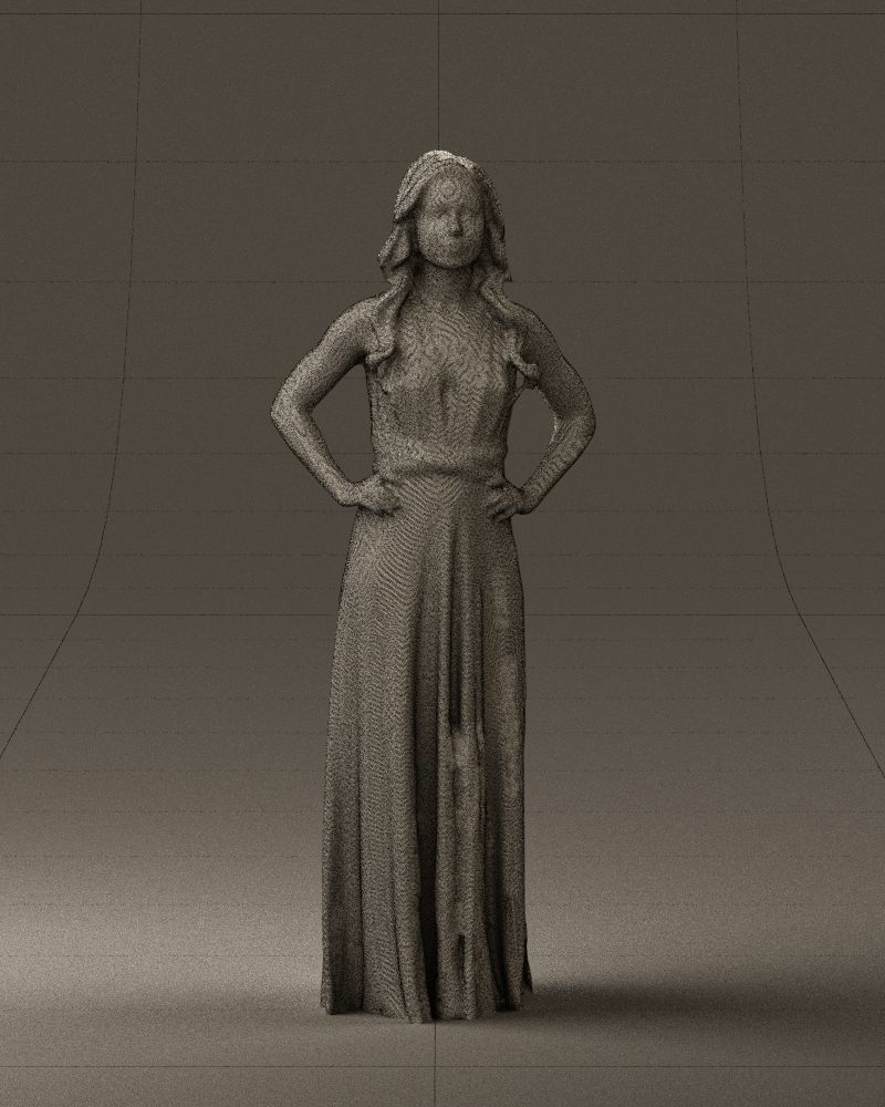 Woman in burgundy dress 0526 3D Print Ready 3D print model_2