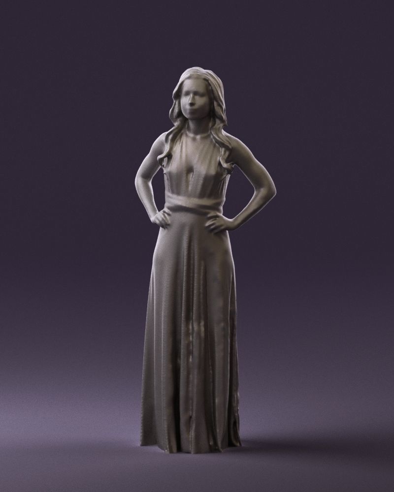 Woman in burgundy dress 0526 3D Print Ready 3D print model_31