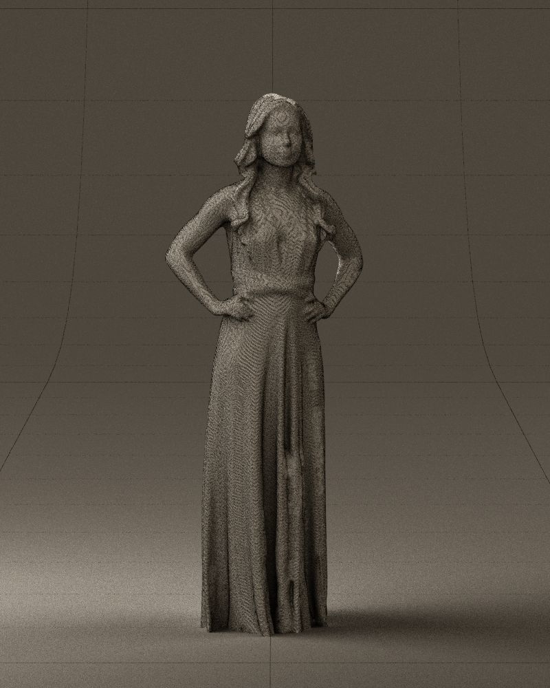 Woman in burgundy dress 0526 3D Print Ready 3D print model_5
