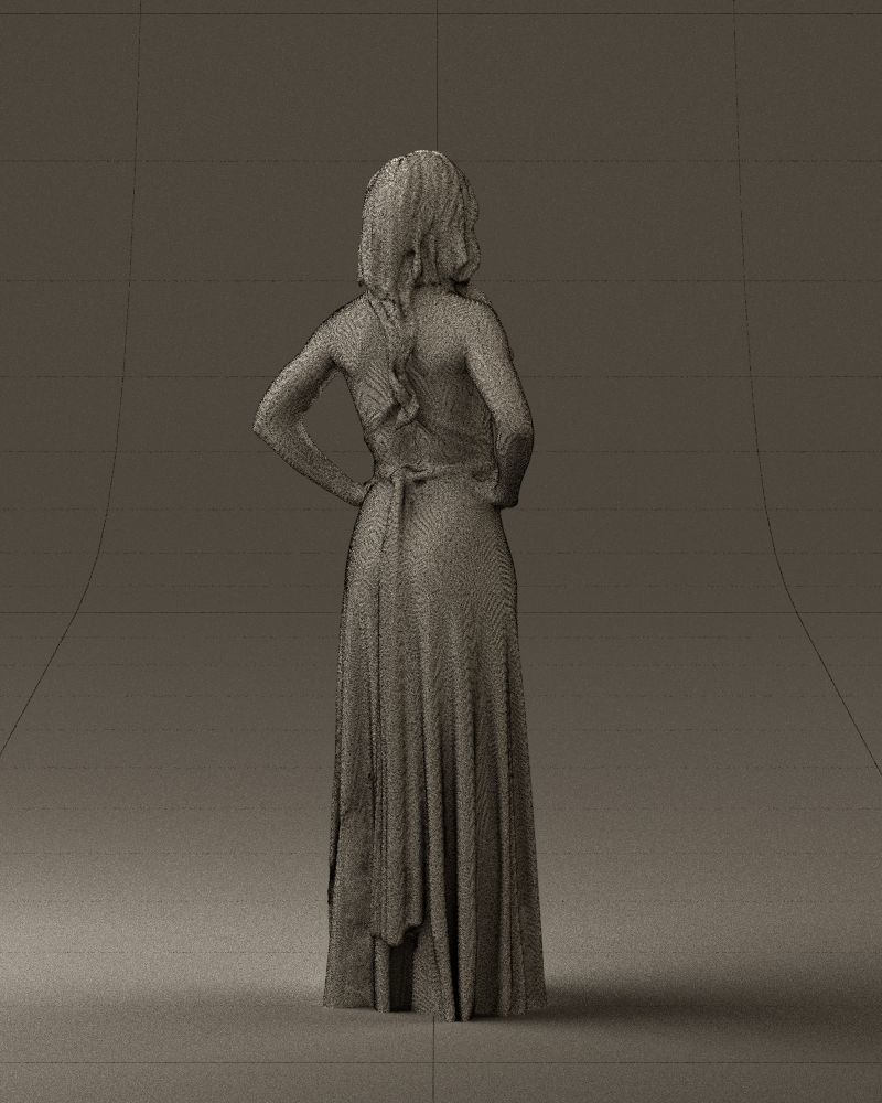 Woman in burgundy dress 0526 3D Print Ready 3D print model_17
