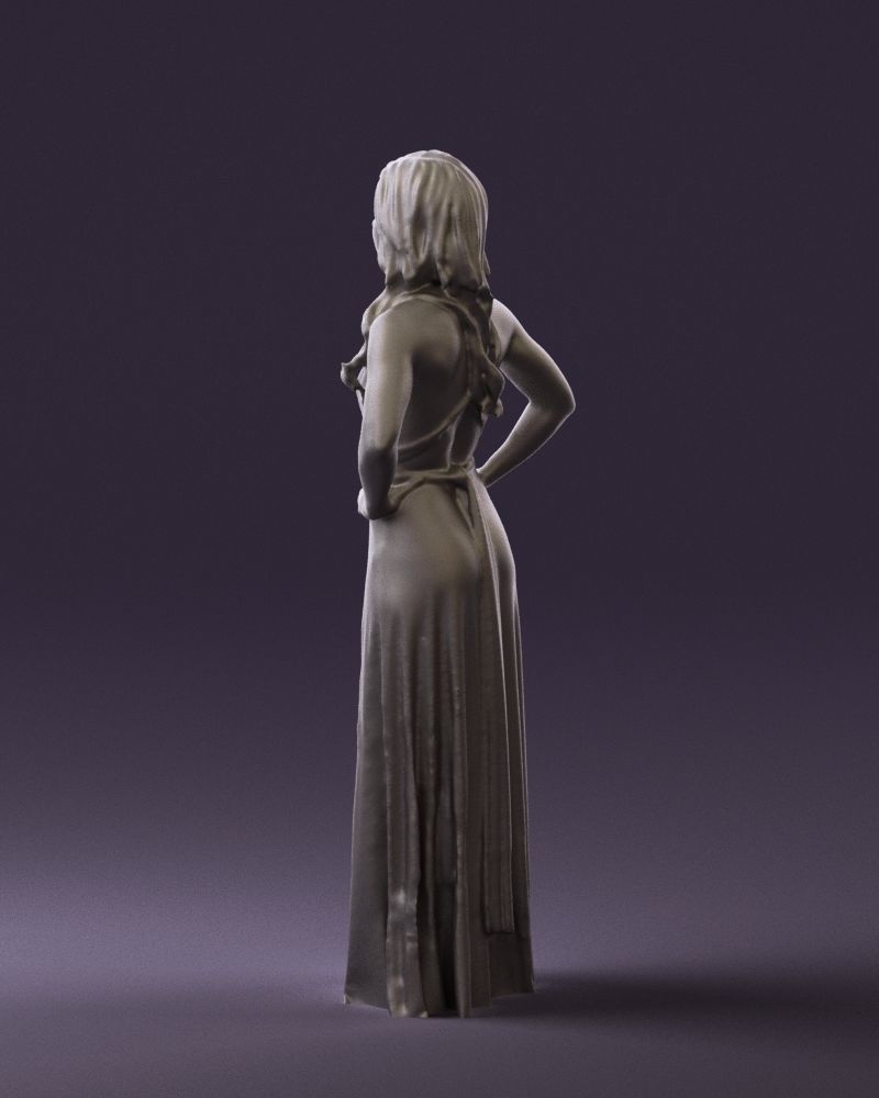 Woman in burgundy dress 0526 3D Print Ready 3D print model_22
