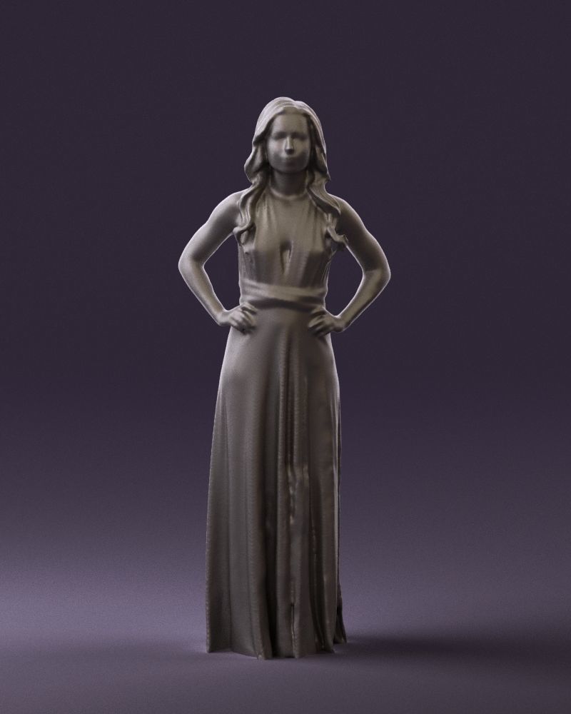 Woman in burgundy dress 0526 3D Print Ready 3D print model_34