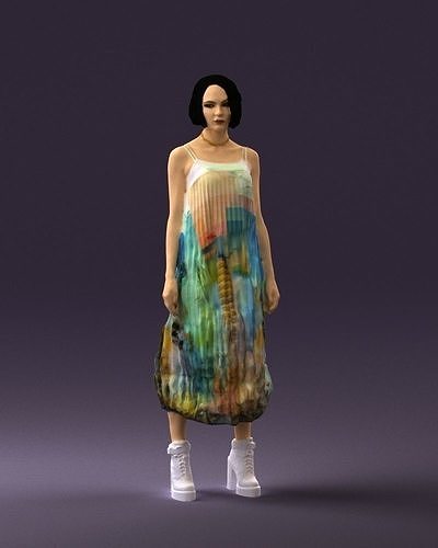 Woman in colored dress shirt hair 0528 3D Print Ready 3D print model