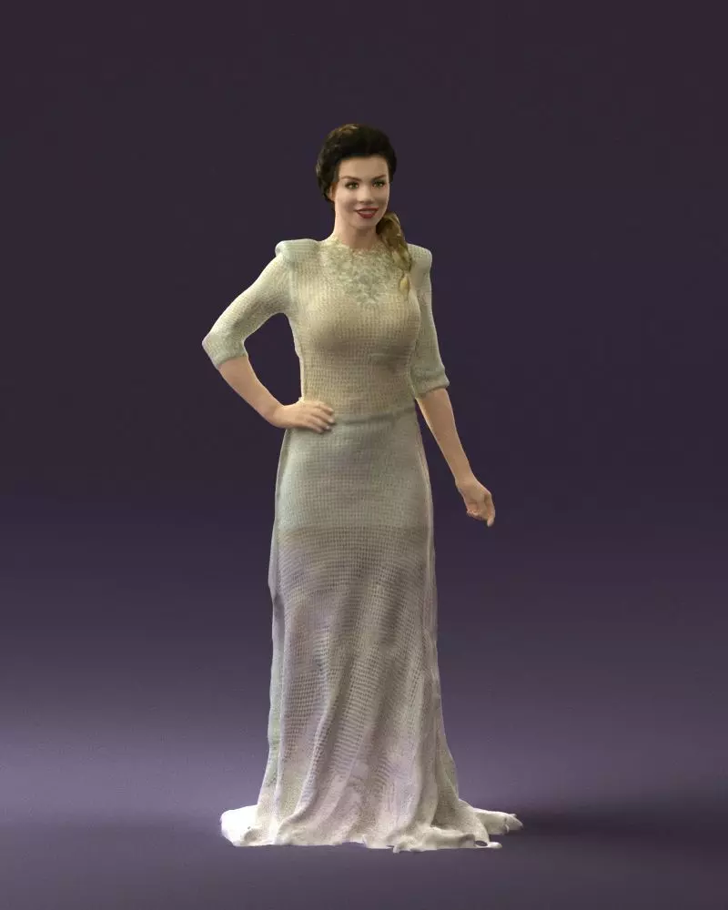 Woman in snow white dress 0527 3D Print Ready 3D print model