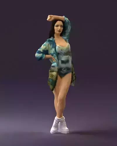 Woman in colored swimsuit long hair 0529 3D Print Ready 3D print model