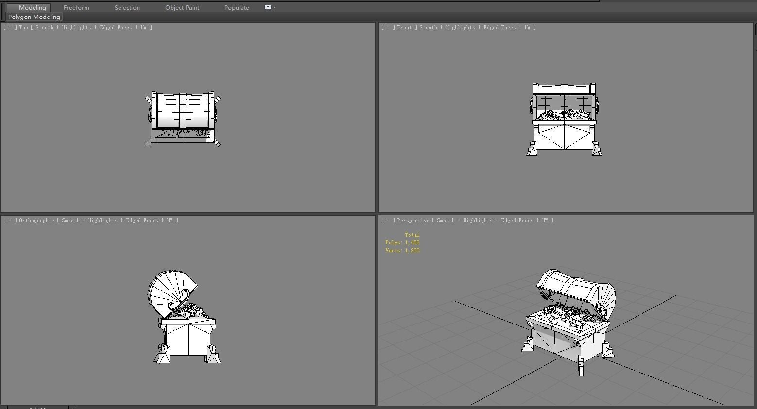 Cartoon Chinese Treasure Chest Low-poly 3D model_5