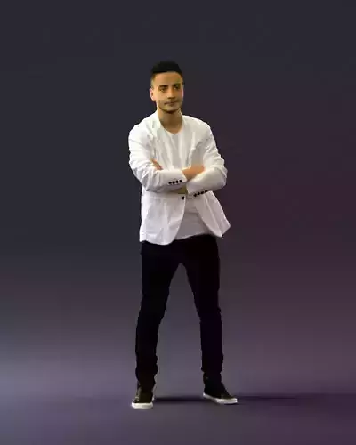 Man in white jacket black pants converse 0532 3D Print Ready