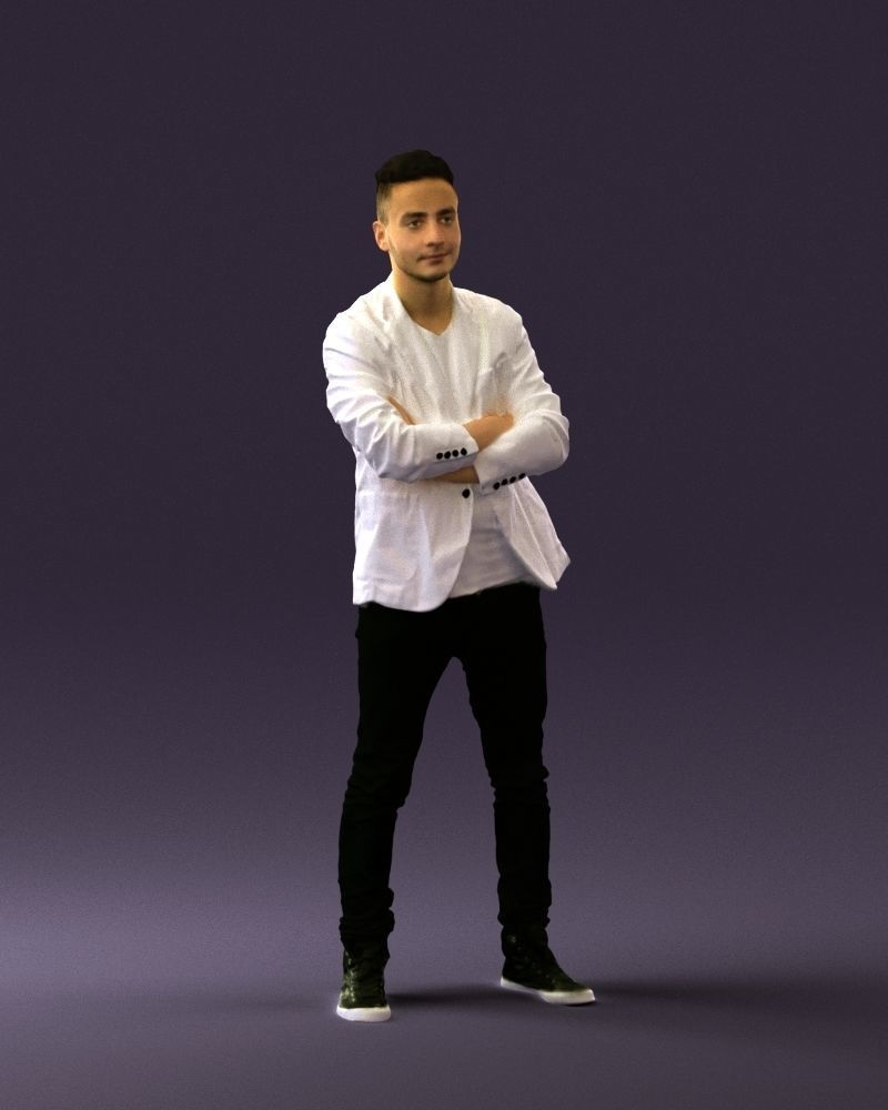 Man in white jacket black pants converse 0532 3D Print Ready 3D print model_3