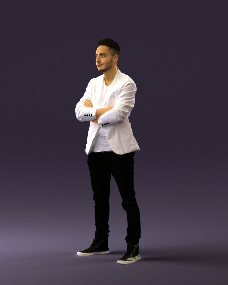 Man in white jacket black pants converse 0532 3D Print Ready 3D print model_27