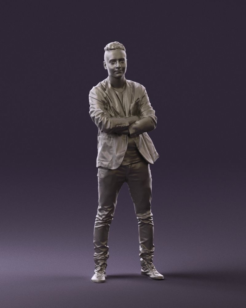 Man in white jacket black pants converse 0532 3D Print Ready 3D print model_1