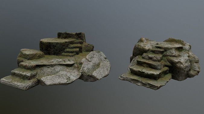 Altar Set piece of rock Low-poly 3D model