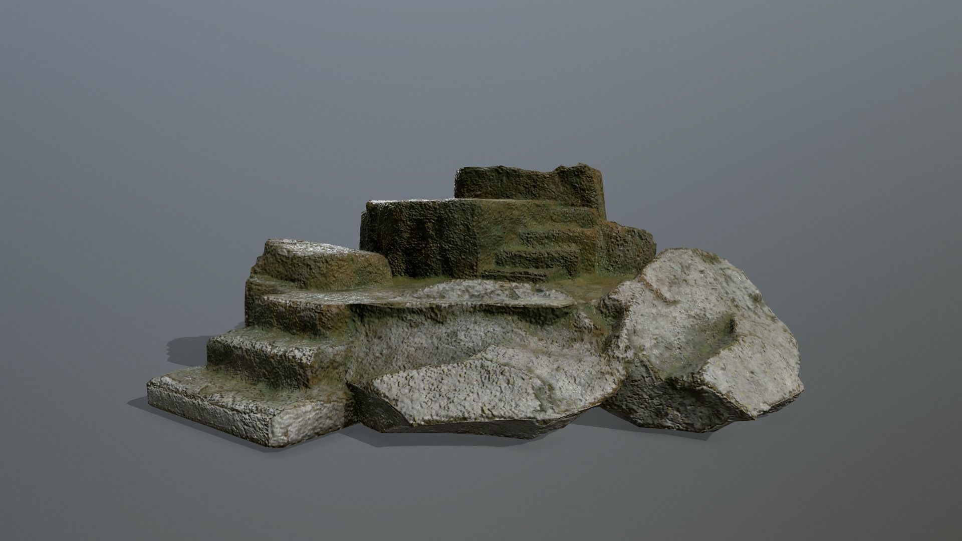 Altar Set piece of rock Low-poly 3D model_14