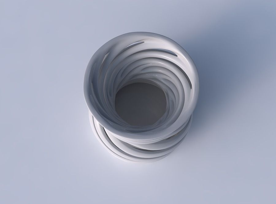 Vase wide with two layered vertical lines very twisted and ta... 3D print model_2