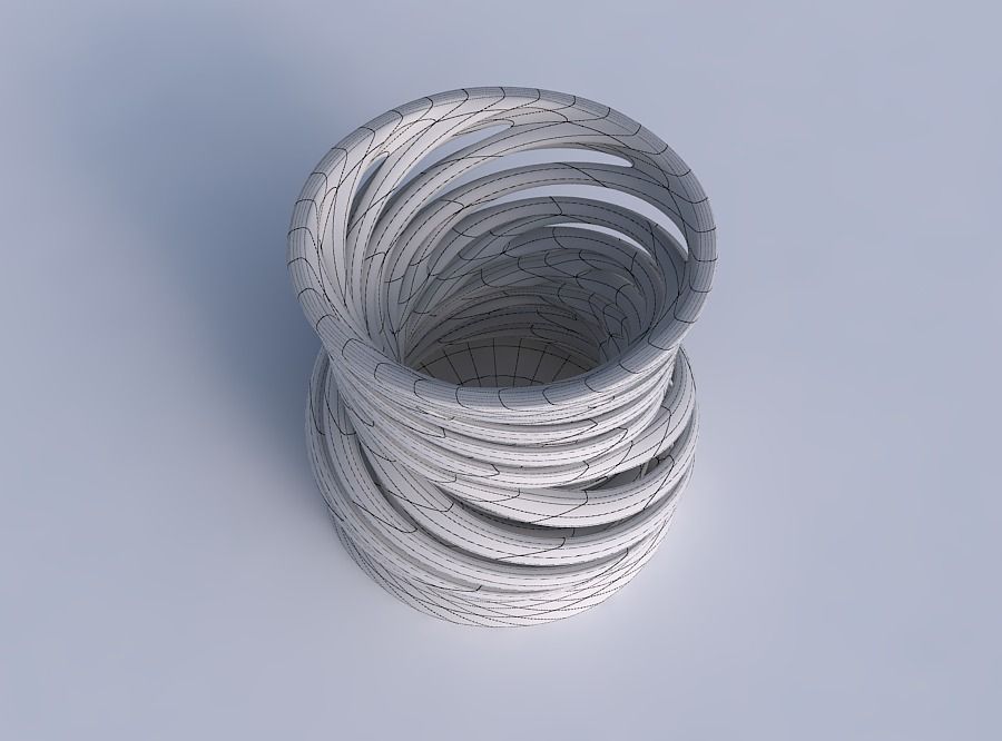 Vase wide with two layered vertical lines very twisted and ta... 3D print model_6